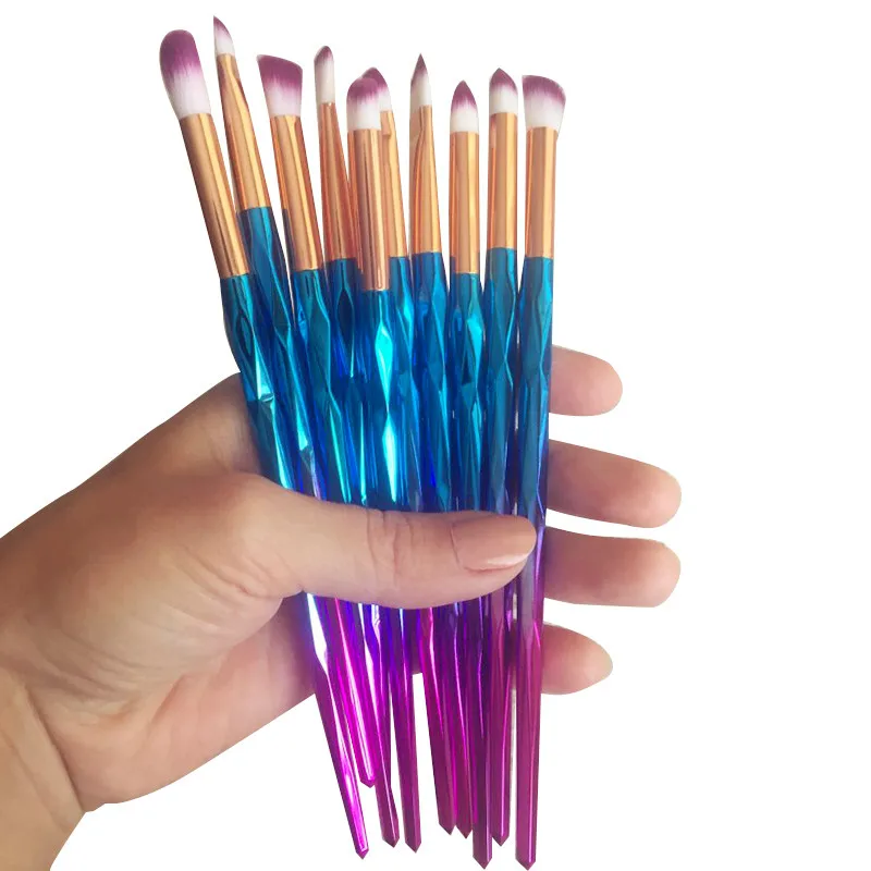 

10pcs/set Makeup Brush Rainbow Makeup Brush Set Rhinestone Tools Pro Powder Foundation Eye Lip Concealer Face Brush Kit