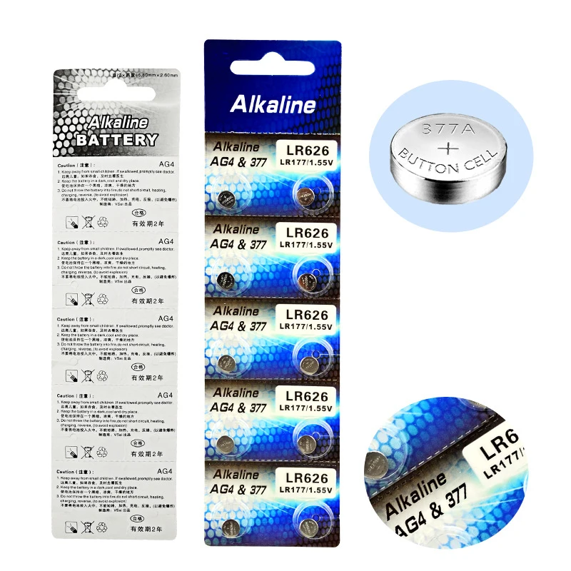 

100pcs 10 cards AG4 Button Cell Batteries 1.55V LR626 LR66 377 SR626SW 177 Cell Watch Toys Remote Camera Wholesales