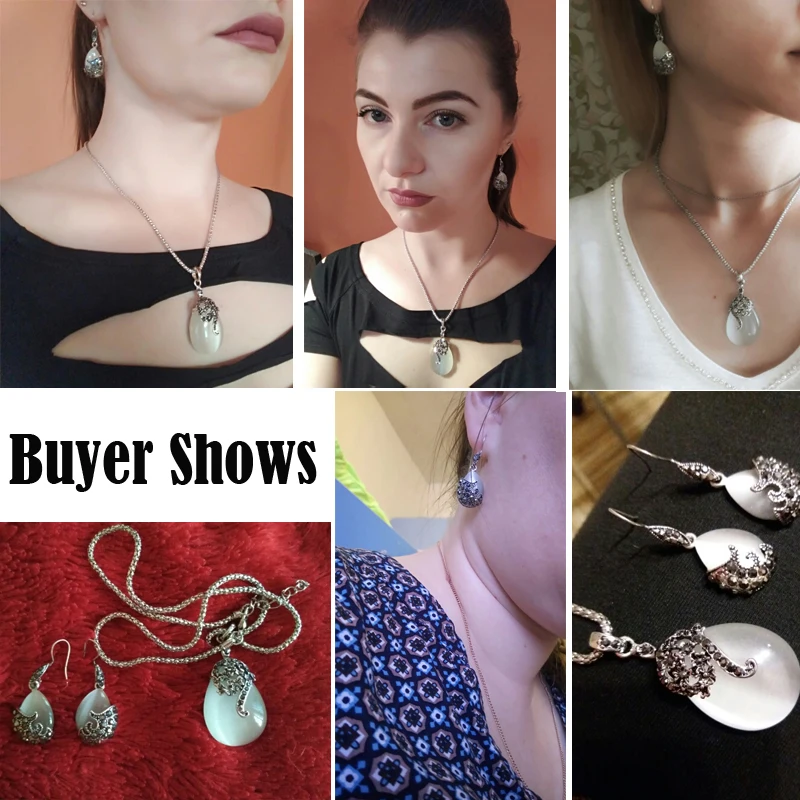 JEXXI-New-Retro-Silver-Fashion-Opal-Water-Drop-Flower-Pendants-Long-Necklaces-And-Drop-Earrings-Jewelry (4)