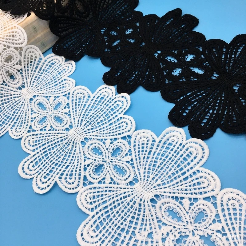 1 ярд белый/Black14.5CM кружево лента тесьма отделка Кружева DIY вышитые для шитья