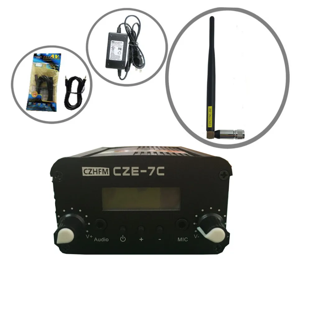 

CZH CZE-7C 7W FM stereo PLL broadcast transmitter 76-108MHZ +rubber antenna kit