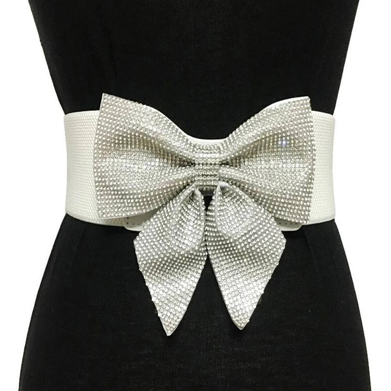 High quality casual Crystal Rhinestone bow knot belts for women Bride