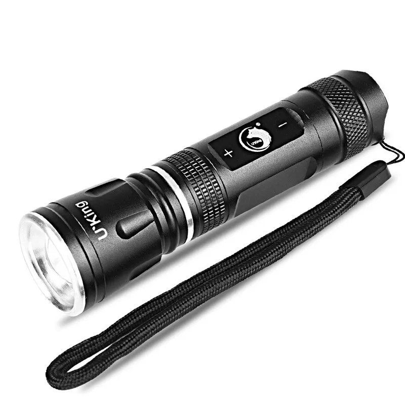 Mini lampe de poche LED aluminium convexe noir poche torche Porte-clés crochet