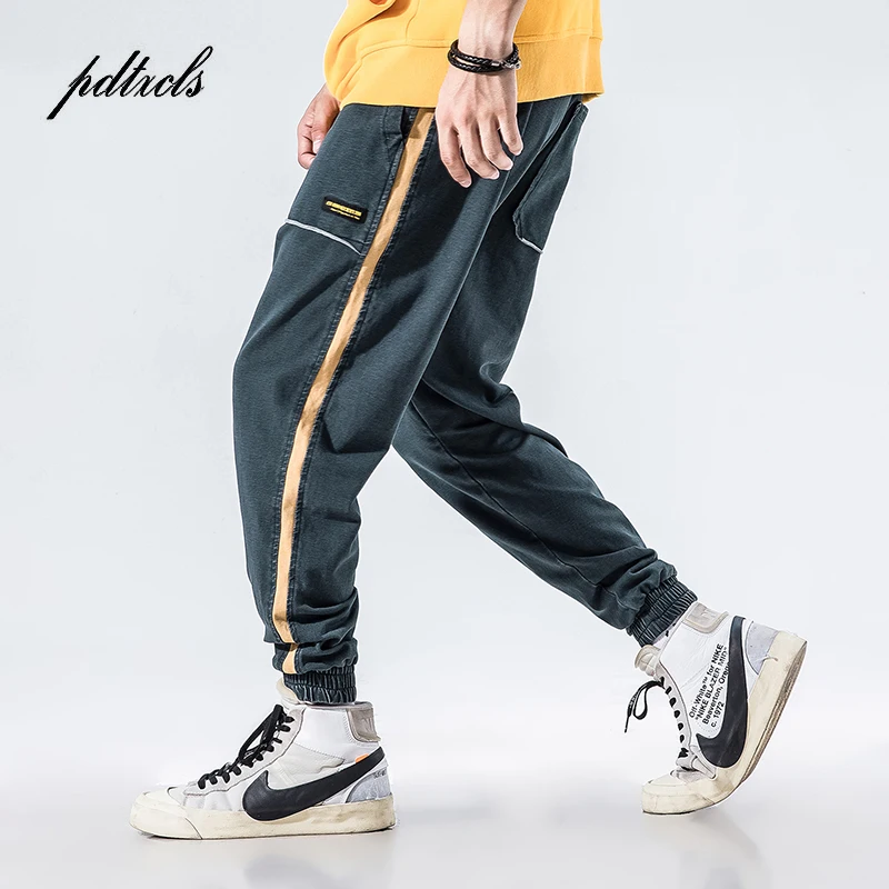 

2018 New Arrival Color Block Patchwork Fashion Elastic Waist Joker Tide Suit Men Trousers Autumn Casual Male Jogger Cargo Pants