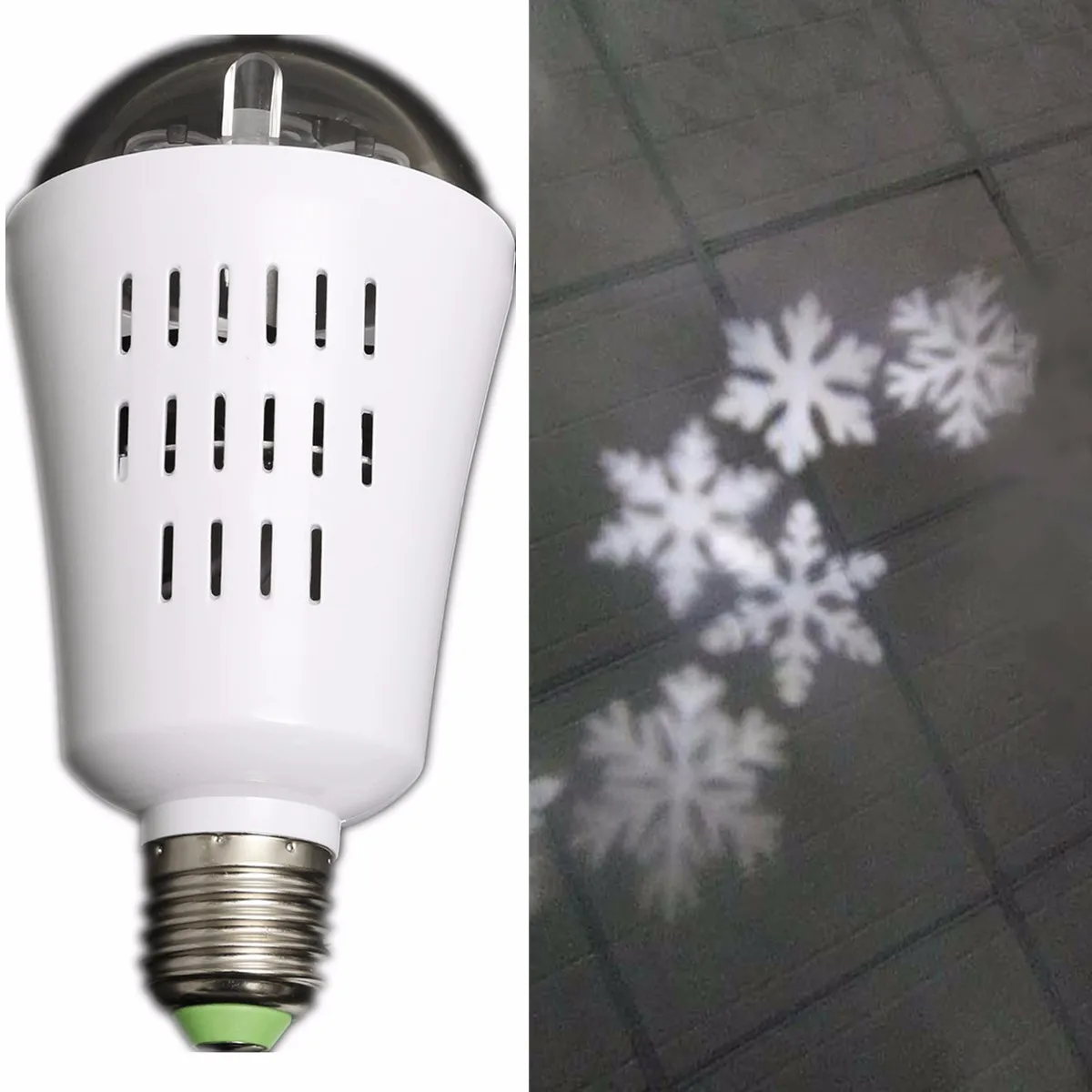 E27 4W LED Moving Four Kinds Snowflake Laser Projector Lamp Bulb For