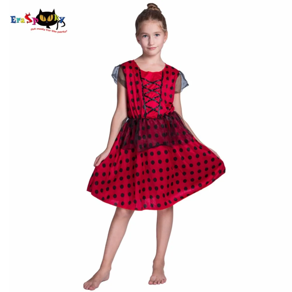 

Girls Dress Lady Bug Costume Cosplay Kids Polka Dot Children Red Bug Fancy Dress Skirt with Mesh for Halloween Carnival