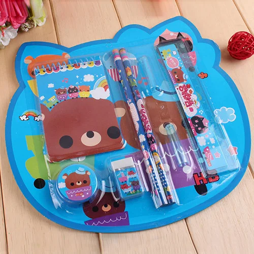 

2016 One Set lovely suit students stationery gift prizes kindergarten birthday gift Bear Pink Rabbit