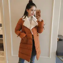 2017 new Winter Women Jackets Long Sleeve Slim down cotton Outwear Turn-down Collar Casual Coats Female Clothing a621