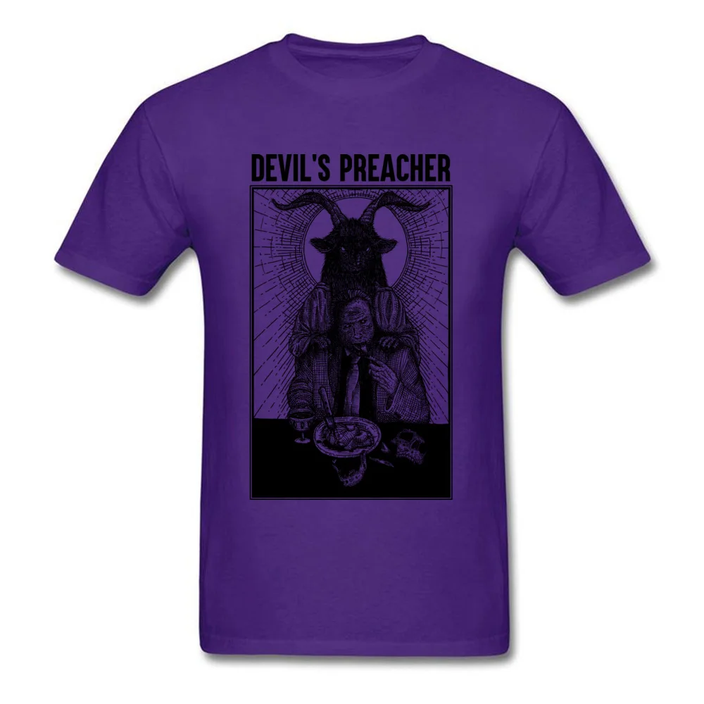 Devilss Preacher II Tops T Shirt Fashion Round Collar Casual Short Sleeve Pure Cotton Men T-shirts Casual Tops Tees Devilss Preacher II purple