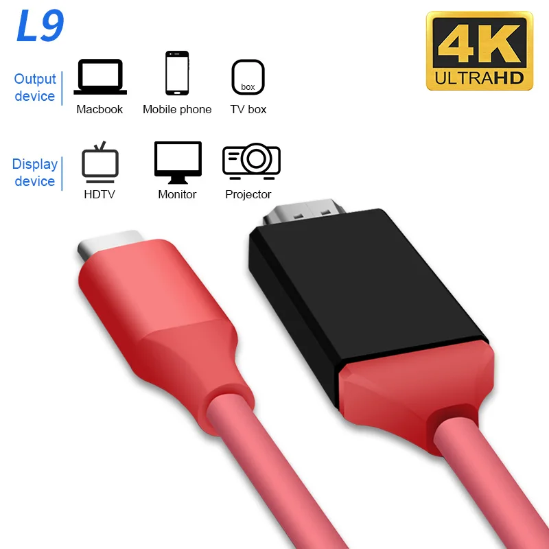 

4K USB 3.1 USB-C Type C to HDMI cable HDTV hdmi Adapter for Lenovo ThinkPad X1 2018 MacBook MacBook Pro samsung S8 S9 NOTE8