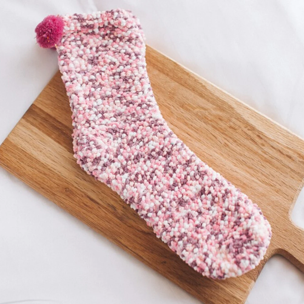 1 пара разноцветных пижамные носки для девочек пушистые теплые зимние детские подарочные мягкие домашние аксессуары - Цвет: as pic