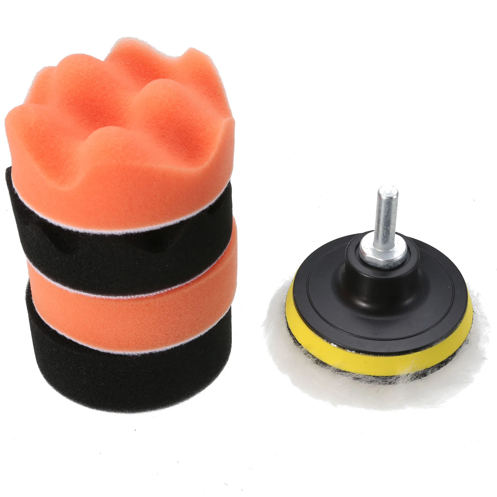 7pcs 3" 80mm Car Polishing Buffing Pad Wheel Kit + Drill Adapter for
