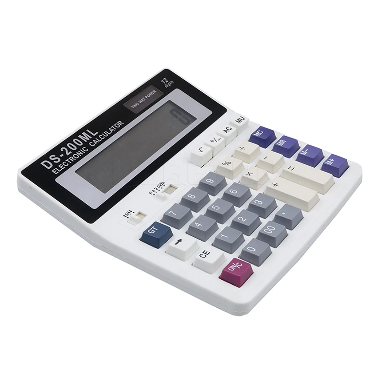 عالية الجودة الإلكترونية مكتب حاسبة DS-200ML 12 أرقام كبيرة الكمبيوتر مفاتيح الكمبيوتر المعطي وظيفية بطارية حاسبة عالية الجودة الإلكترونية مكتب حاسبة DS-200ML 12 أرقام كبيرة الكمبيوتر مفاتيح الكمبيوتر المعطي وظيفية بطارية حاسبة