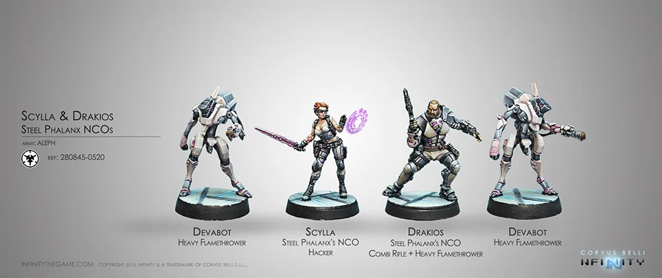 [Loong Way Miniatures] Corvus Belli Infinity 0520 DRAKIOS AND SCYLLA, стальные PHALANX'S NCO 32 мм Металлические Миниатюрные