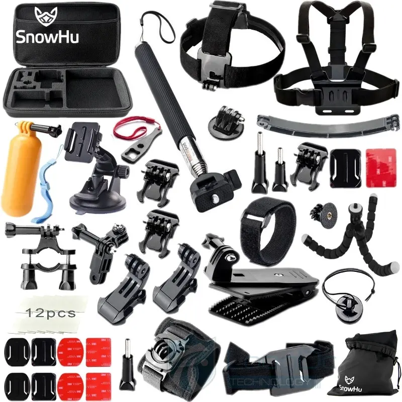 SnowHu, новинка, набор аксессуаров для Gopro hero, монопод для Go pro hero 8, 7, 6, 5, 4, для EKEN, H9, для xiaomi, для Yi, 4 K, Lite, EVA, чехол GS42 - Цвет: GS42