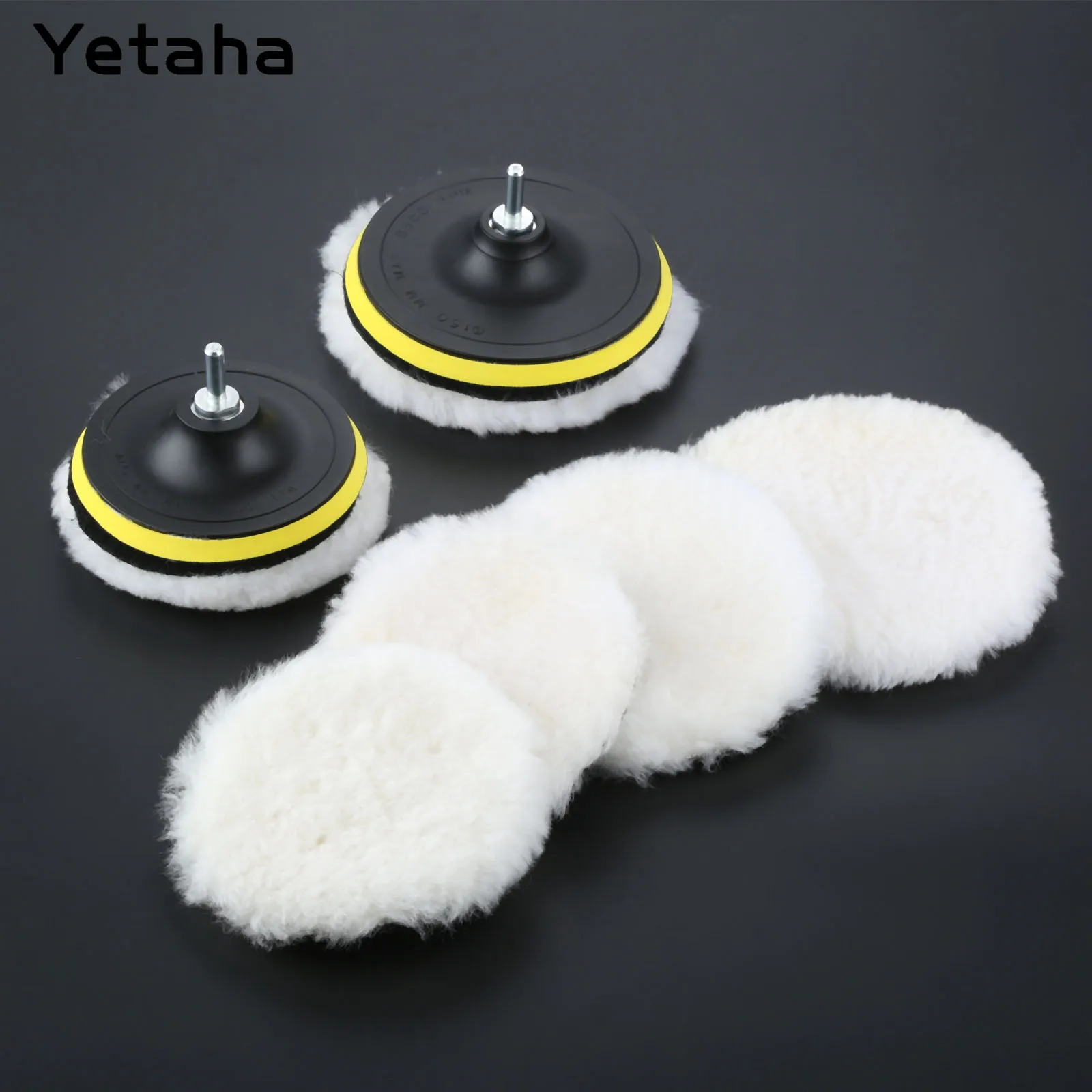 5Pcs 5" 6" Car Polisher Buffer Pad Kit Soft Wool Pads With M14