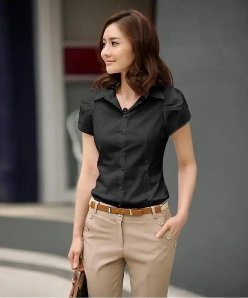 Fashion Women Short Sleeve Chiffon Shirt Turn-Down Collar Casual Female Tops Women Blouse Plus Size 5XL Shirt White Blouse