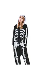 Для женщин скелет Хэллоуин комбинезон халат Скелет Комбинезон Onesie полный набор