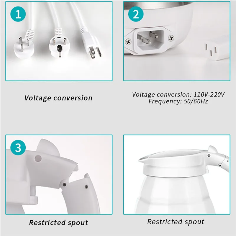 ЕС вилка Электрический чайник Силиконовый складной портативный дорожный Электрический Чайник дорожный портативный мини складной сосуд для дома путешествия A1