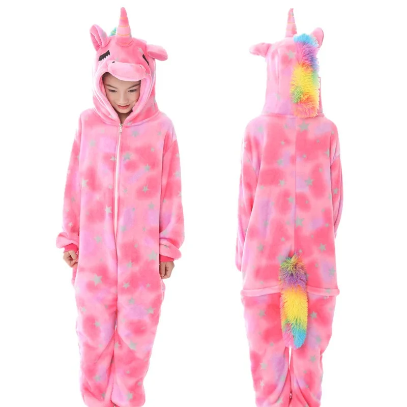 Kigurumi Onesies Kids Unicorn Pajamas For Teens Animal Cartoon Blanket Sleepers Costume Winter Big Boys Girls Licorne Jumspuit