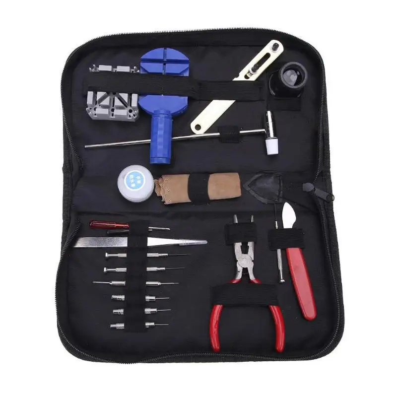 

18pcs/Bag Watch Repair Kit Alloy Steel Watch Chain Pin Watch Case Opener Remover Adjuster Repair Tools Portable Handy Box Set