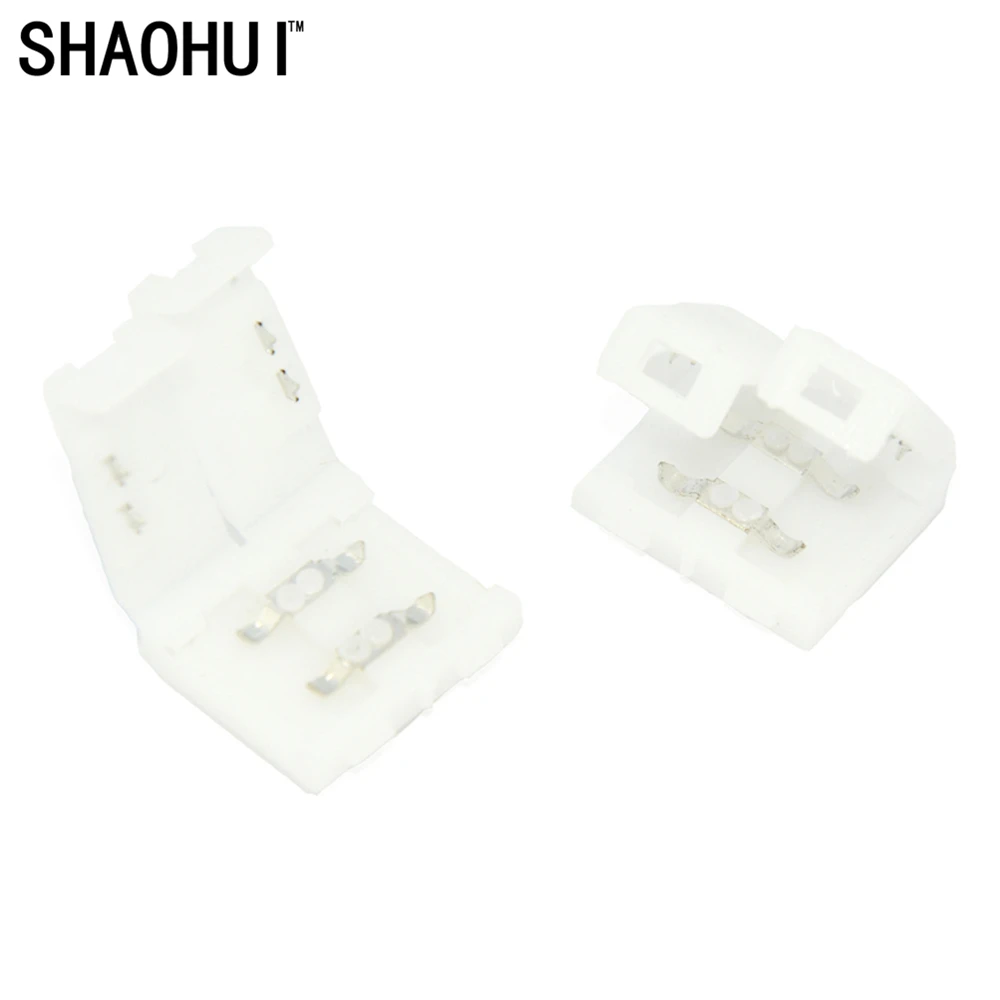 

SHAOHUI 10pcs/lot 2pin LED Strip connectors 10mm PCB board wire connection for 5050 RGB color strip