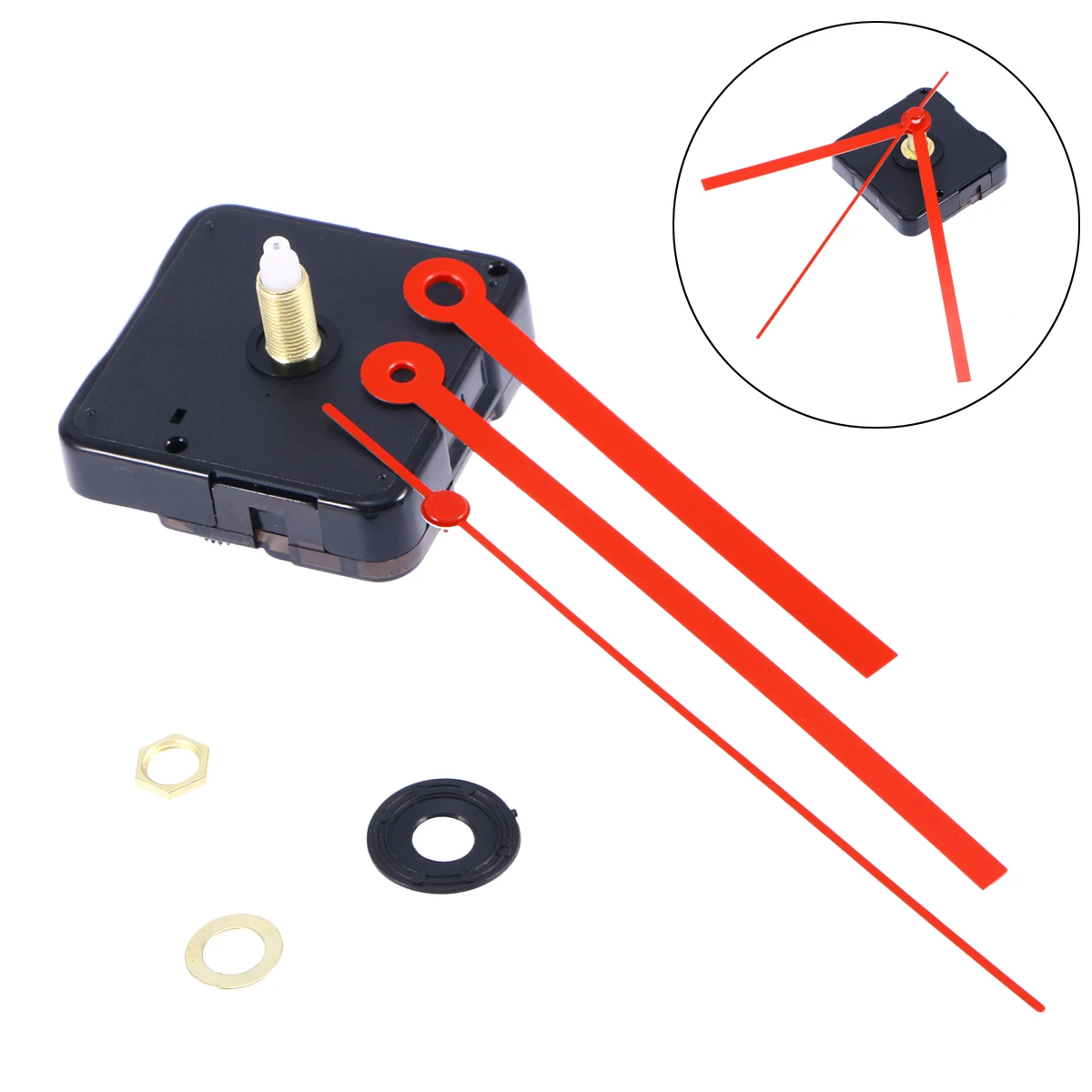 Silent Clock Movement Kits for DIY Clock Replacement (Red Straight