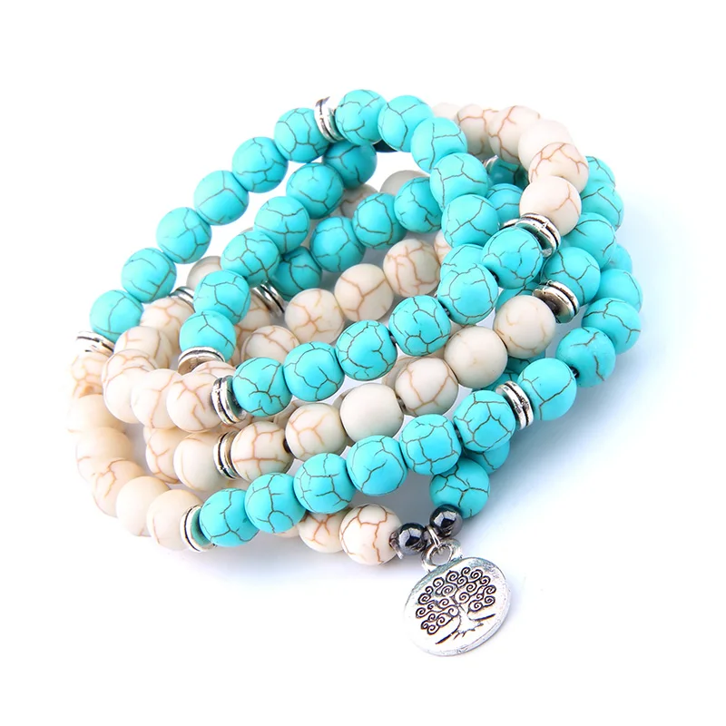 Женские браслеты, натуральный камень, бусины 108, Малое Дерево жизни ...