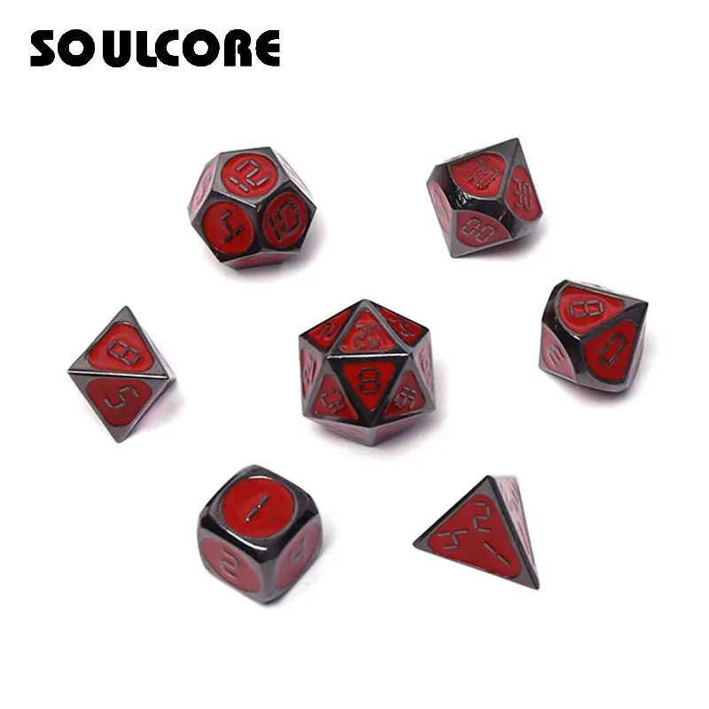 

d&d rpg metal dice set dnd polyhedral solid dungeons and dragons digital red dices table games Zinc alloy pattern d20 12 6 8 10