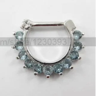 

HOT Body Jewelry Nose Stud Stainless Surgical Steel Septum Clicker Nose Ring CZ 16G wholesale 2 pcs