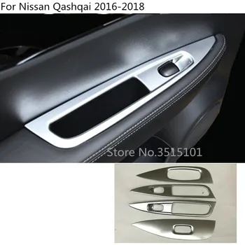 

Car Styling ABS Chrome Door Window Glass Panel Armrest Lift Switch Button Trim Frame 4pcs For Nissan Qashqai 2016 2017 2018