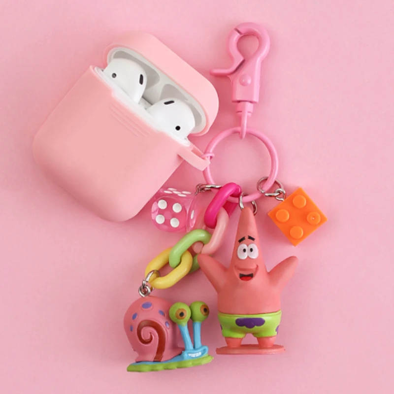 Cena Cartoon dekoracyjne silikonowe etui do Apple Airpods Bluetooth akcesoria do słuchawek śliczny zestaw słuchawkowy pokrywa ochronna Hook Key Ring