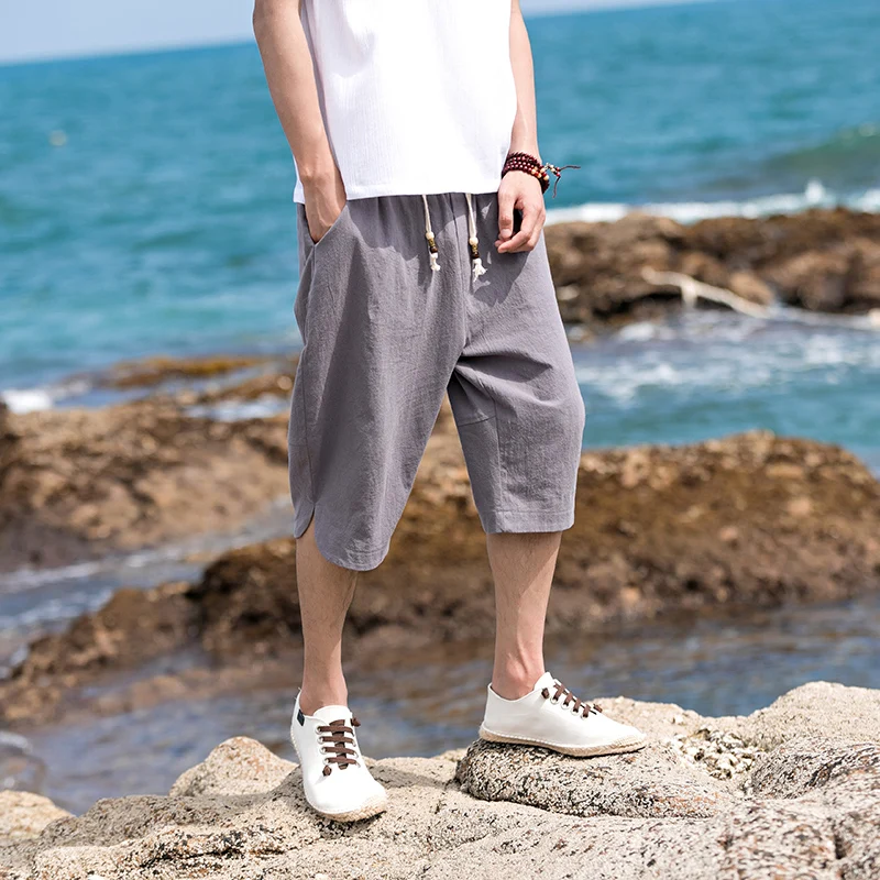 

MRDONOO 2018 New Summer Cotton Linen Men Casual Harem Pants Calf-Length Pant 5XL sweatpant Chinese style Male Trousers A119-1977