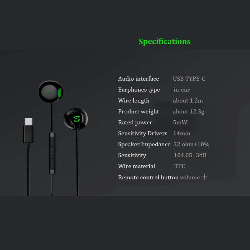 Xiaomi Black Shark type C наушники Профессиональная игра DNA гарнитура с микрофоном Половина в уши 1,2 м кабель TPE для Black Shark 2