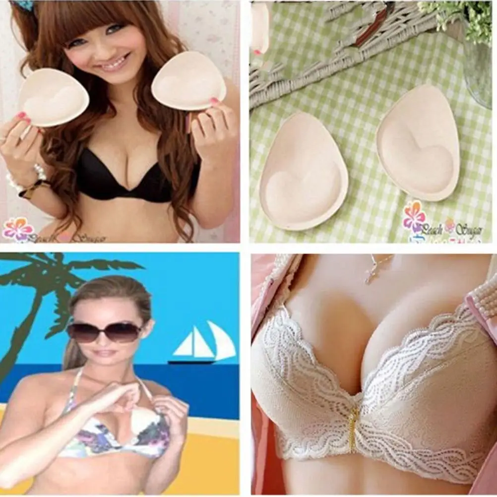Women Summer Sponge Foam Bra Pads Chest Cup Breast Bra Bikini Intimates Accessories Insert Chest Pad 1 Pair