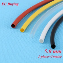 1m /pcs 5mm Heat Shrink Tubing Wire Wrap Heat-Shrink Tube 2:1 Thermo Jacket Insulation Matierial Black White Yellow Clear Red