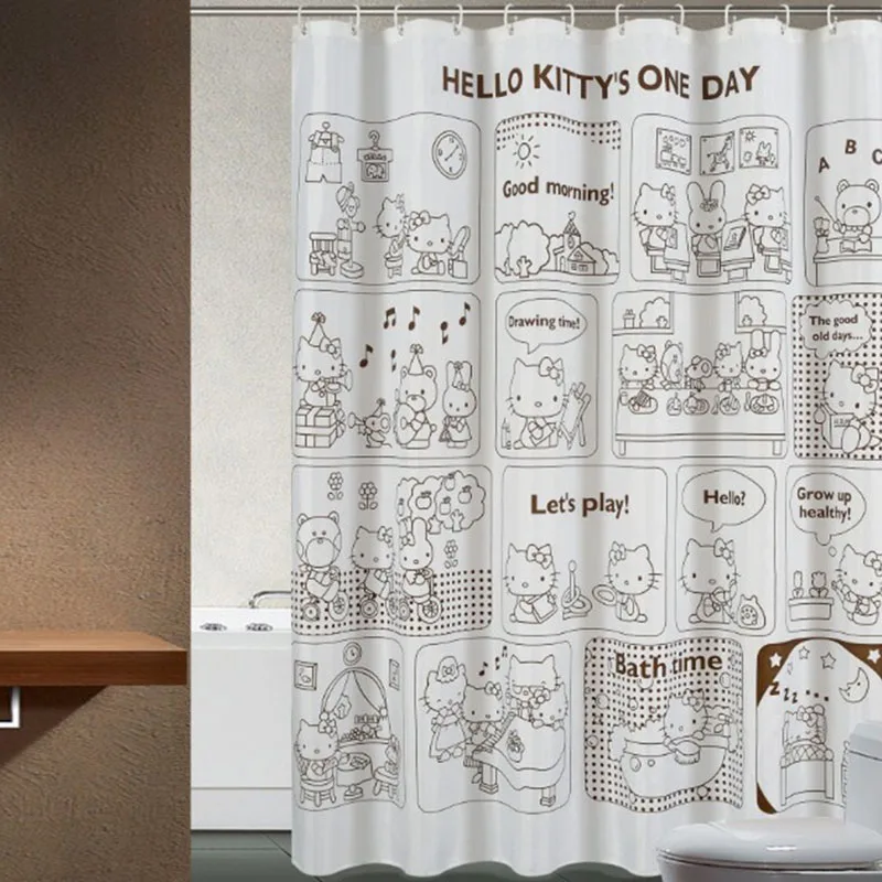 Hello Kitty Shower Curtain Creative Cartoon Shower Curtain Bathroom