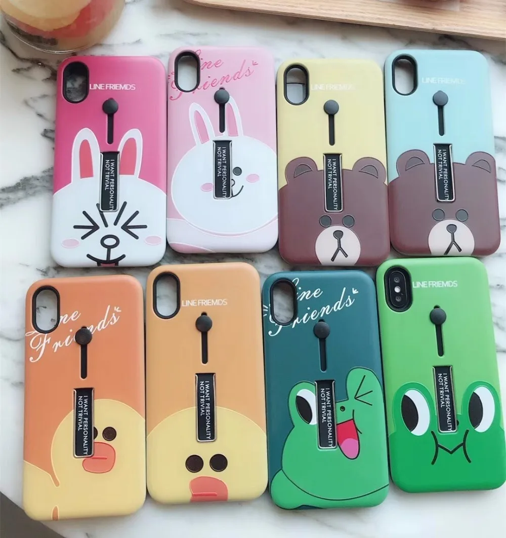 

Fashion Cartoon Pattern silicon Ring Phone Case For iphone 7 6 6s 8 Plus Cases Hide Stand Holder Cover For iphone X Case Coque