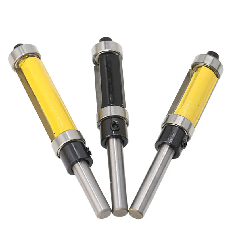 Double Bearing Trimming Cutter Double Edge Straight Router Bit Woodworking Tool Wood Milling Trimming Machine Boring Cutter 1/4