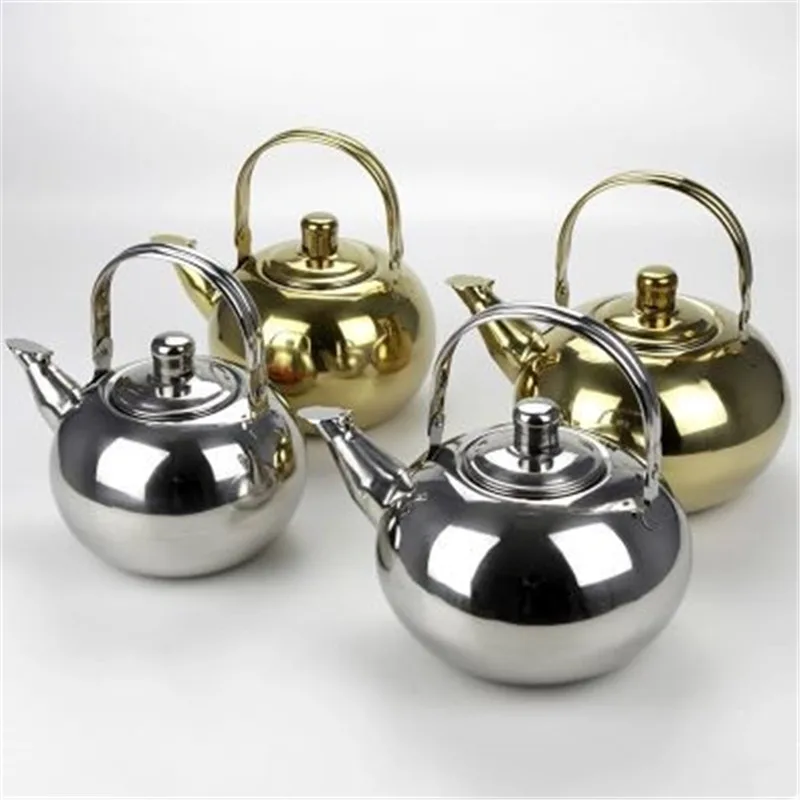 

Stainless Steel gold Teapot Coffee Pot Kettle with Tea Leaf Infuser Filter Coffee Maker Large Capacity Kung Fu Tea Set tea pot