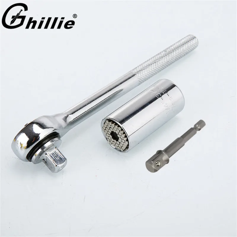 3 Piece Multi Function Ratchet Universal Wrench Socket 7 19mm Socket