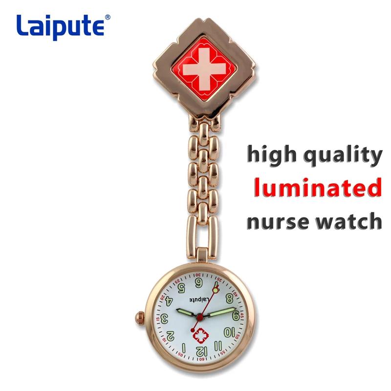 Nurse Doctor Pocket Watch Quartz Red Cross Brooch Nurses Watch Fob