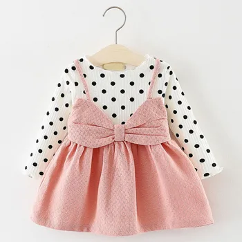 

2018 New Autumn Infant Baby Girls Dress Toddler Children Patchwork Dots Dress Kids Fashion Princess Dress Girls Clothes