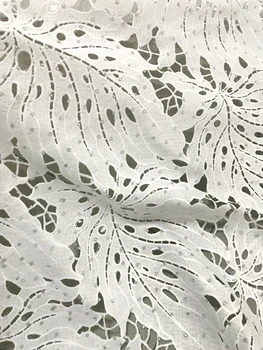 

African Tulle French Lace Fabric For Women Dress High Class Embroidered Nigeria Lace Fabric white