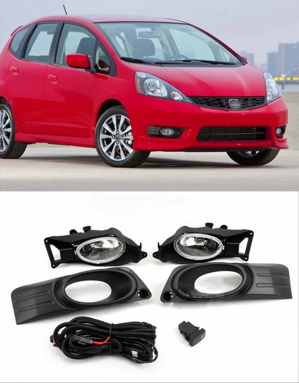 

JanDeNing Front Bumper fog Light Lamp Set with Wiring & Switch for Honda Fit Shuttle 2011-2016