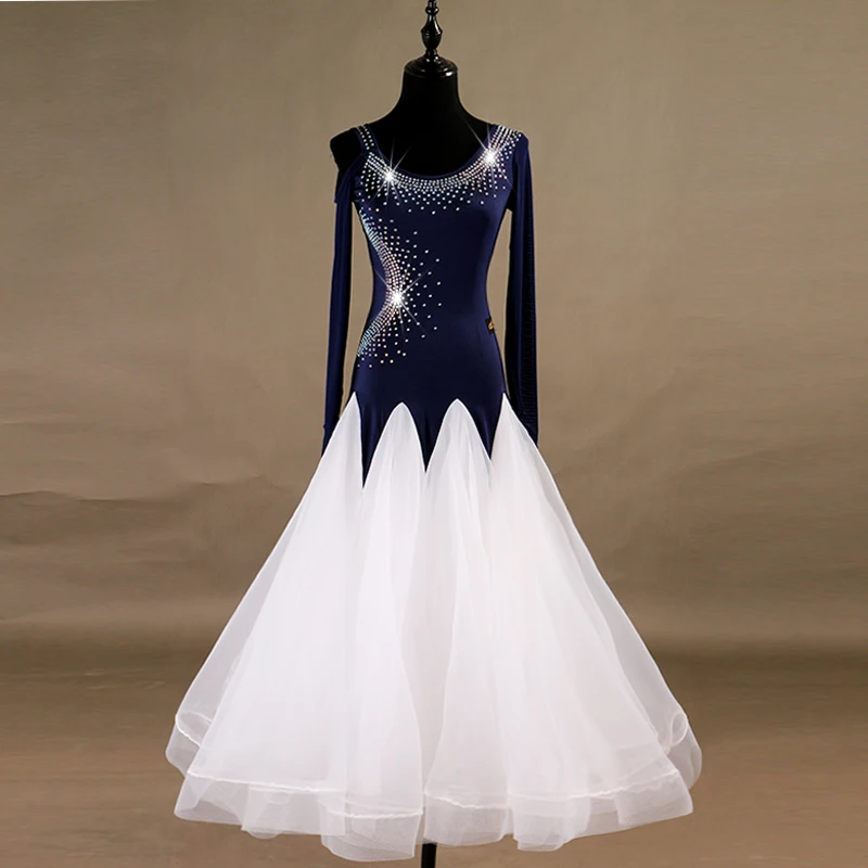 С длинным рукавом современные бальных танцев платья женщина бальных танцев конкурс платья вальс стандартные Бальные платья девушки