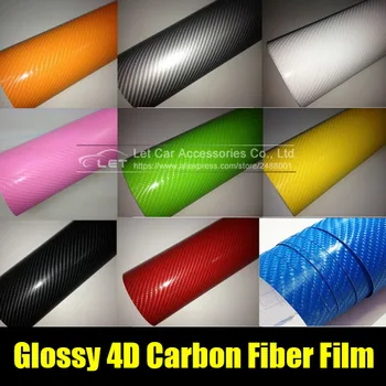 

car styling bright 4D black white Carbon Fiber Vinyl film Colored Glossy Carbon Fiber Vinyl Film Auto Wrapping Vinyl Wrap Foil
