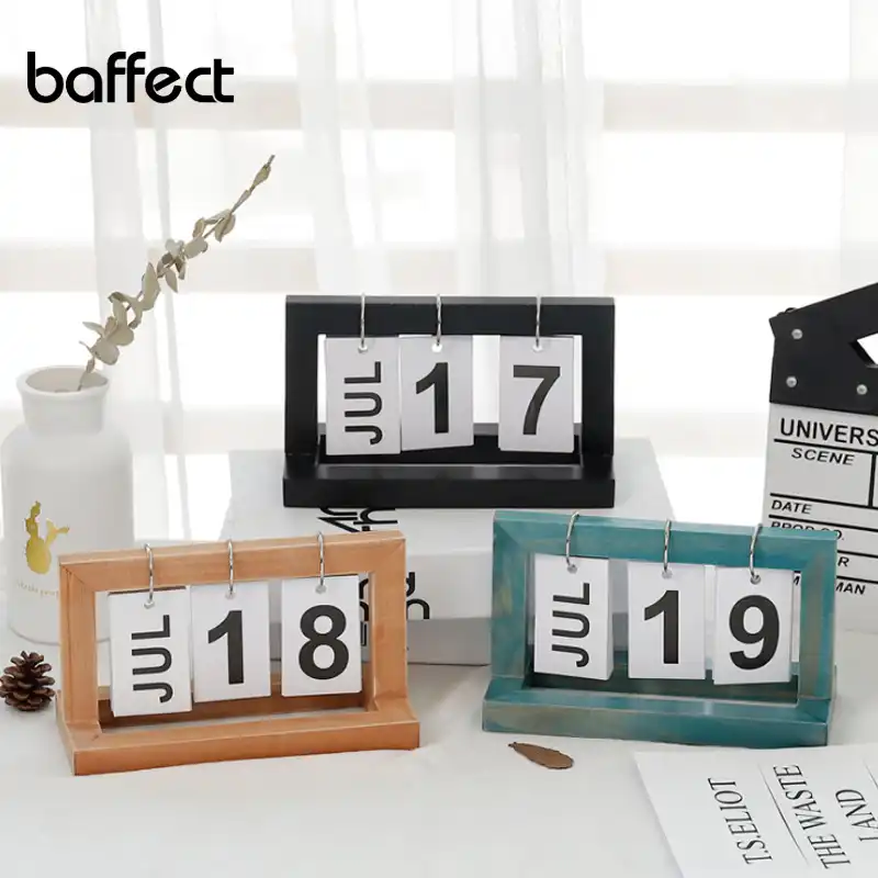 Creative Simple Wooden Ins Flip Calendar Desktop Office Decoration