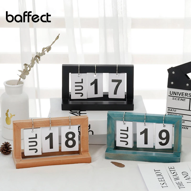 Creative Simple Wooden INS Flip Calendar Desktop Office Decoration Desk Decorates Nordic Small Ornaments Study Room Decoration