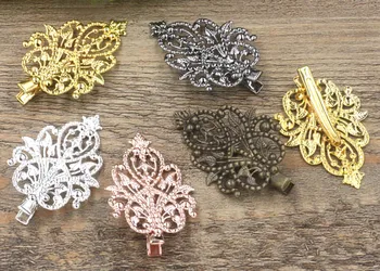 

48x35mm Multi-color Plated DIY Hairwear Components Filigree Flower Duck Tongue Hairpin Bobby Pins Women's Hair Accessories
